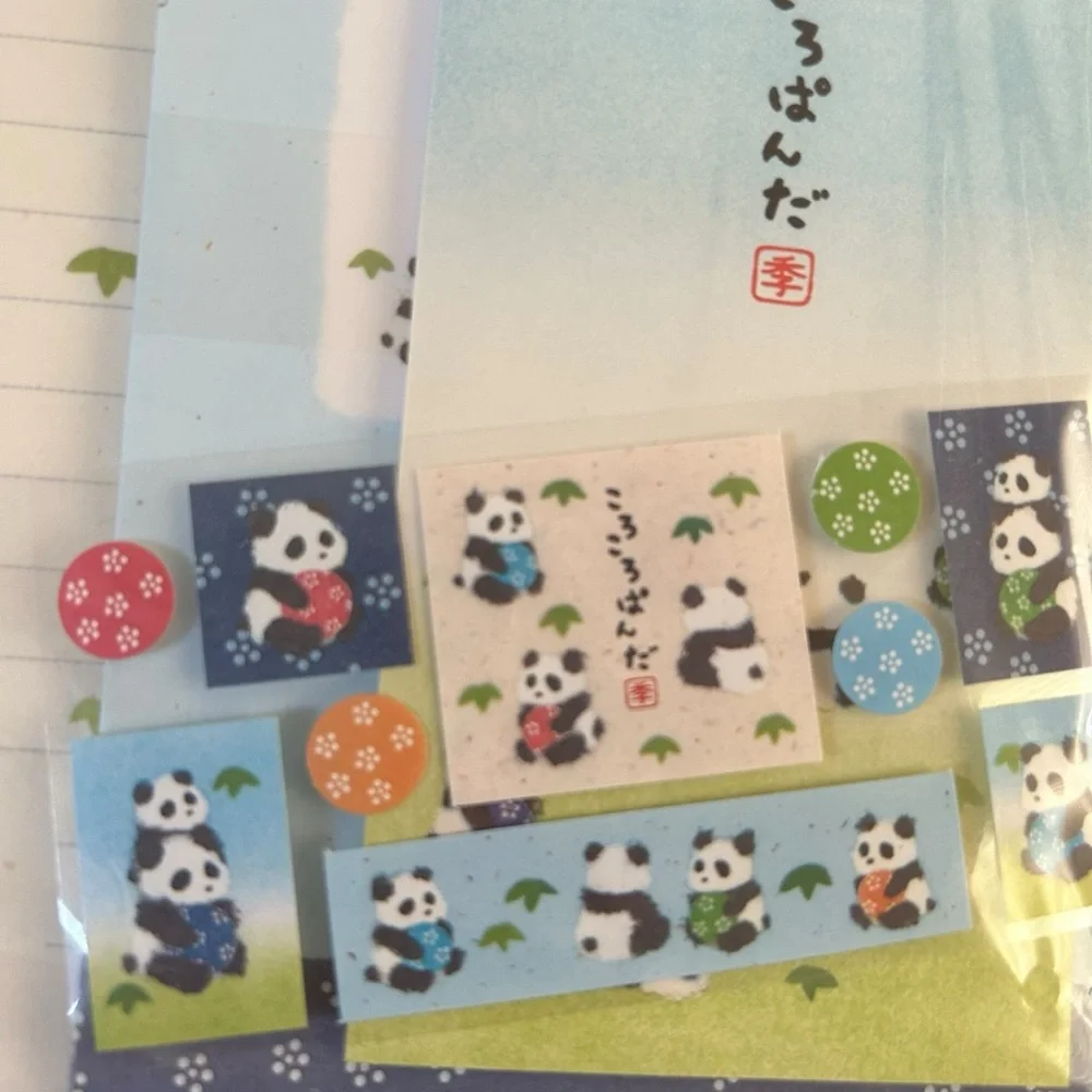 Vintage Y2K San-X Panda Bear Letter Set Cute Japanese Stationary Kawaii 1999 NWT